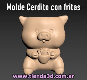 Molde Cerdito con fritas