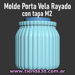Molde Porta Vela Rayado con tapa M2