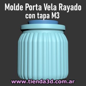 Molde Porta Vela Rayado con tapa M3