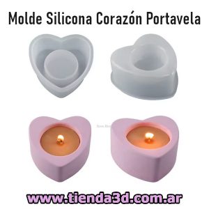 Molde Silicona Corazón Portavela 7x7cm