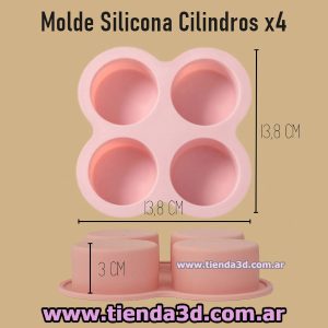 Molde Silicona Cilindros x4