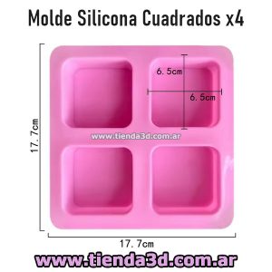Molde Silicona Cuadrados x4