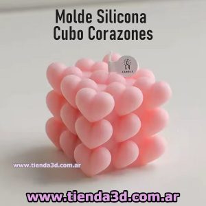 Molde Silicona Cubo Corazones