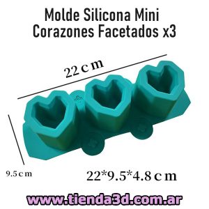 Molde Silicona Mini Corazcones Facetados x3