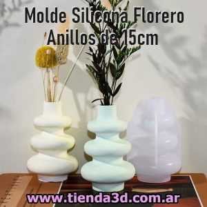 Molde Silicona Florero Anillos 15cm