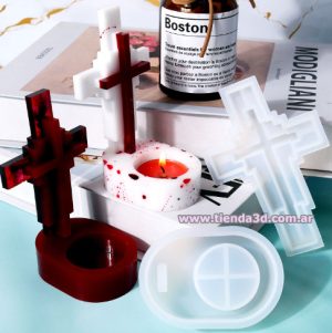 Molde Silicona Porta Vela con Cruz