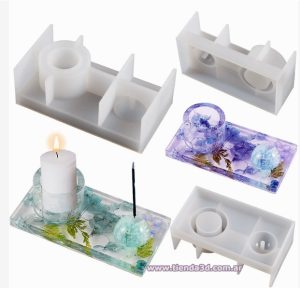 Molde Silicona Porta Vela + Sahumerio M2