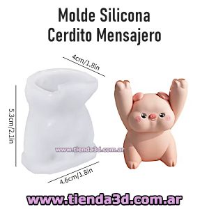 Molde Silicona Cerdito Mensajero