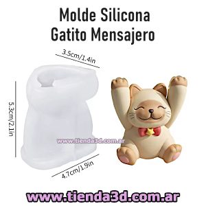 Molde Silicona Gatito Mensajero